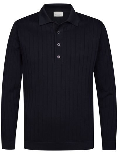Profuomo Profuomo navy poloshirt normale fit structuur