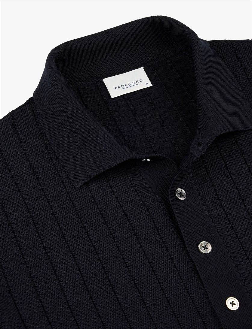 Poloshirt Profuomo navy structuur 3 knopen
