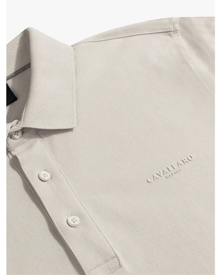 Cavallaro Mielos polo beige korte mouw 3-knoops