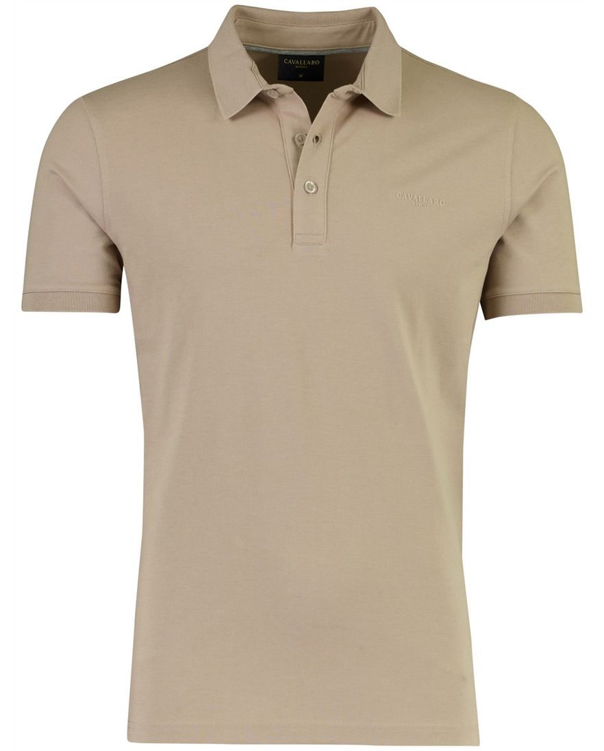 Beige Cavallaro Napoli Mielos korte mouw polo 3-knoops