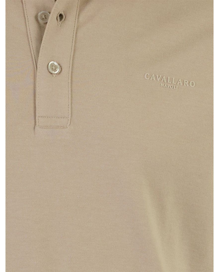 Beige Cavallaro Napoli Mielos korte mouw polo 3-knoops