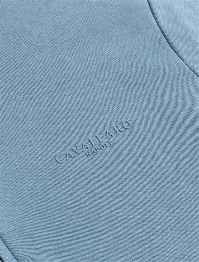 half-zip trui lichtblauw Cavallaro Diagono katoen