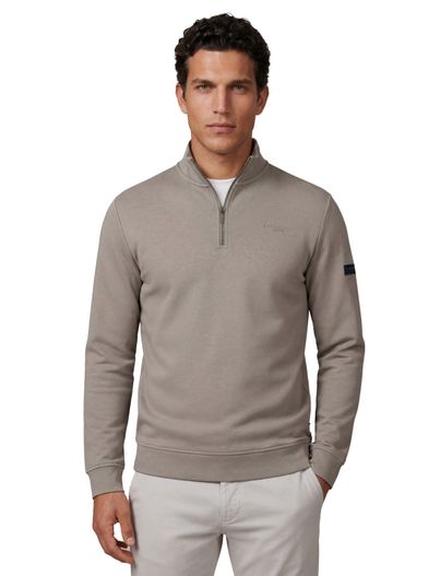 Cavallaro half-zip trui taupe Cavallaro Diagono katoen