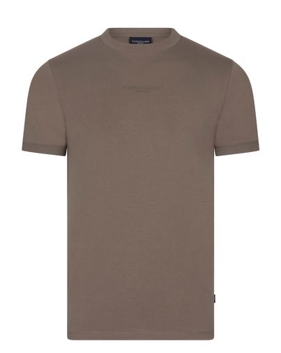 Cavallaro ronde hals t-shirt bruin Cavallaro Darione effen