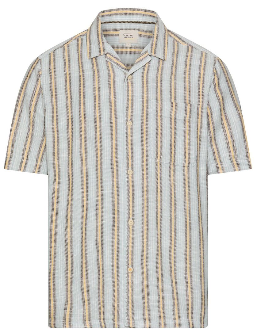 Camel Active overhemd grijs streepjes katoen wijde fit