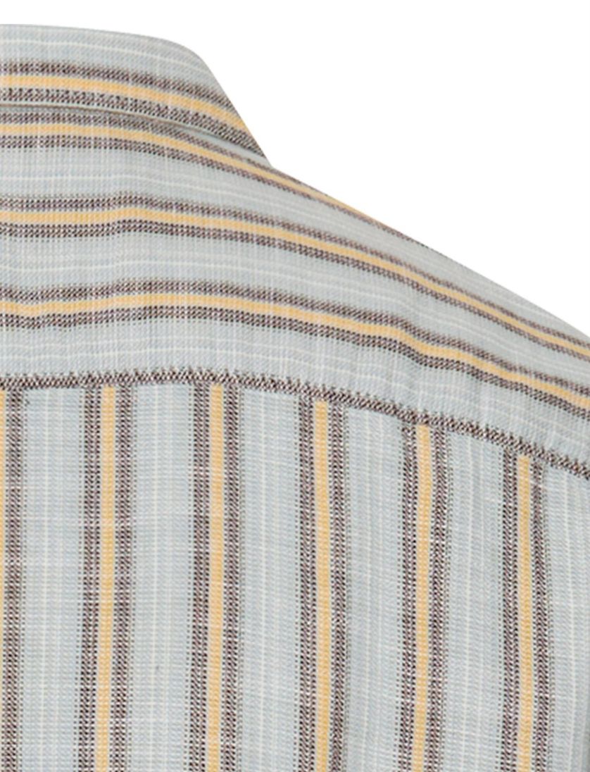 Camel Active overhemd grijs streepjes katoen wijde fit