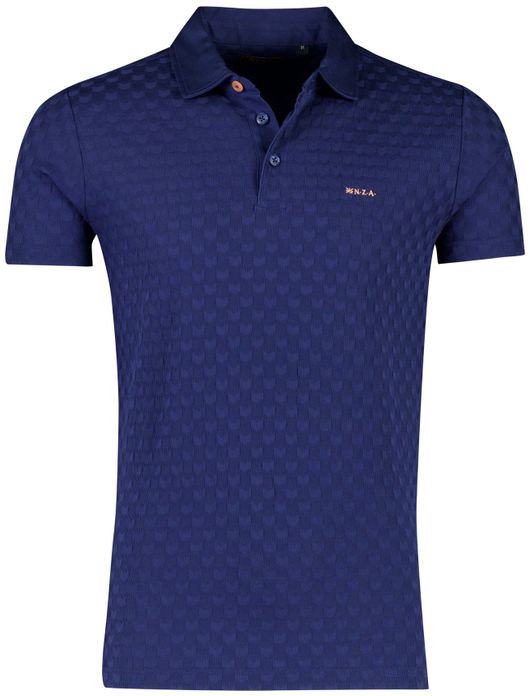 NZA poloshirt donkerblauw patroon normale fit