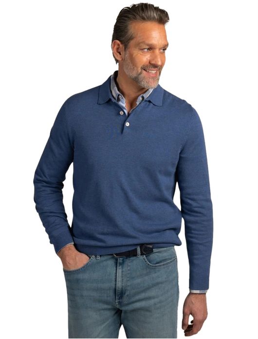 New Zealand poloshirt blauw 3 knoops