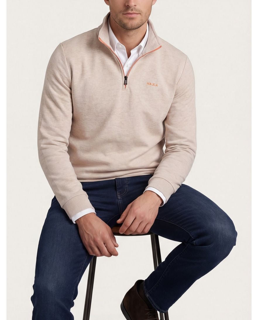 Beige trui half zip New Zealand normale fit