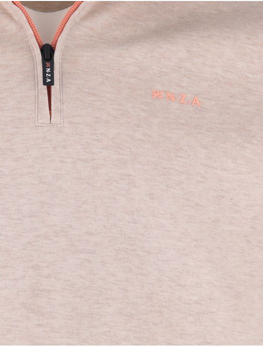 NZA half zip sweater beige gemêleerd