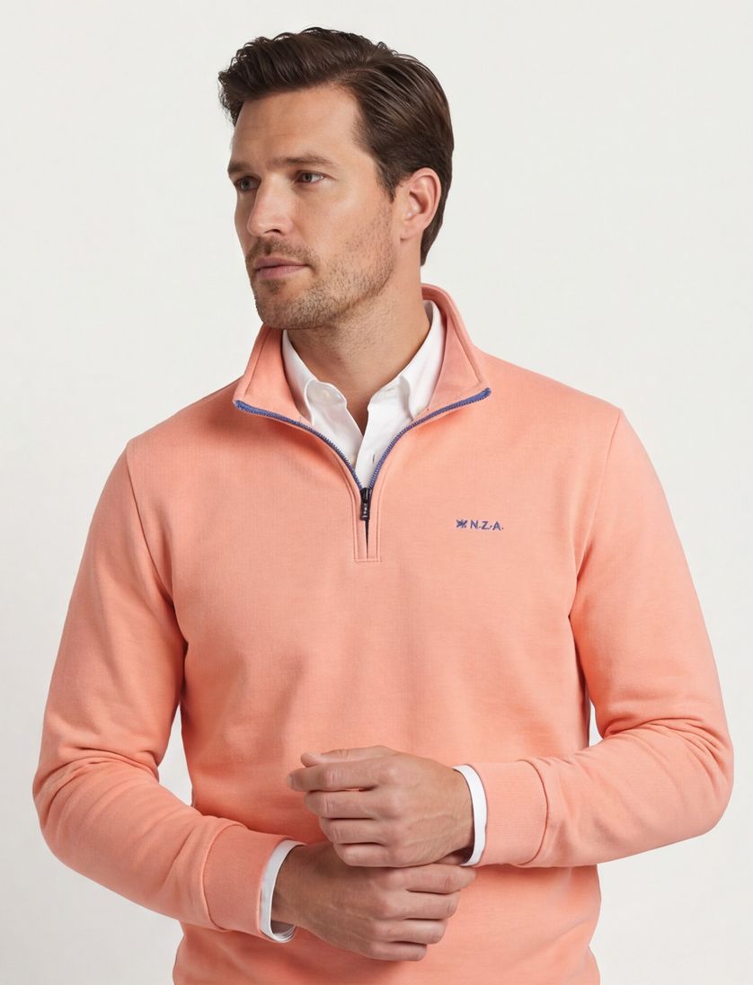Trui half zip oranje New Zealand normale fit