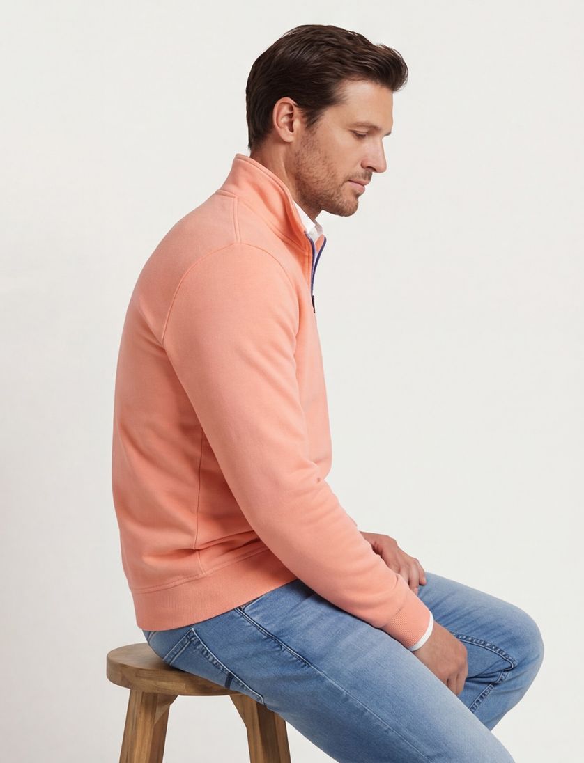 Trui half zip oranje New Zealand normale fit