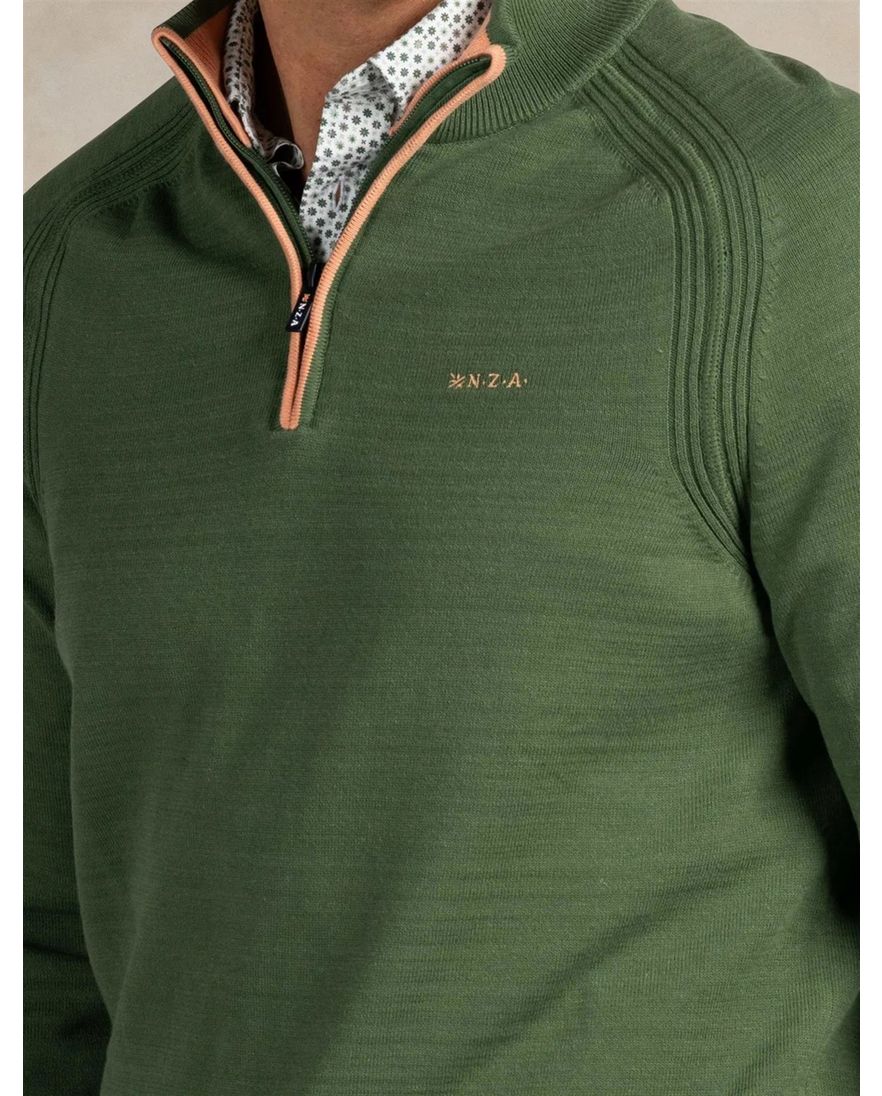 Groen trui New Zealand half zip normale fit