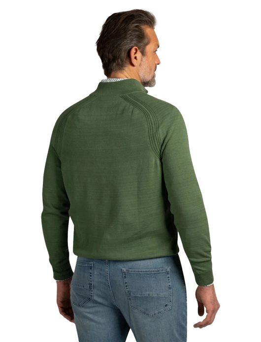 New Zealand trui groen half zip structuur