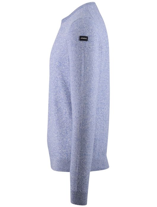 New Zealand trui gemeleerd blauw ronde hals