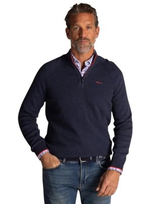 New Zealand Donkerblauw gemeleerde trui New Zealand half zip