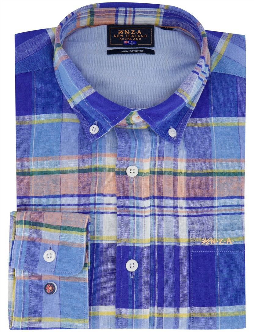 Overhemd New Zealand borstzak blauw geruit