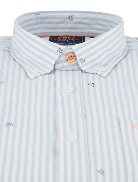 New Zealand overhemd lichtblauw gestreept