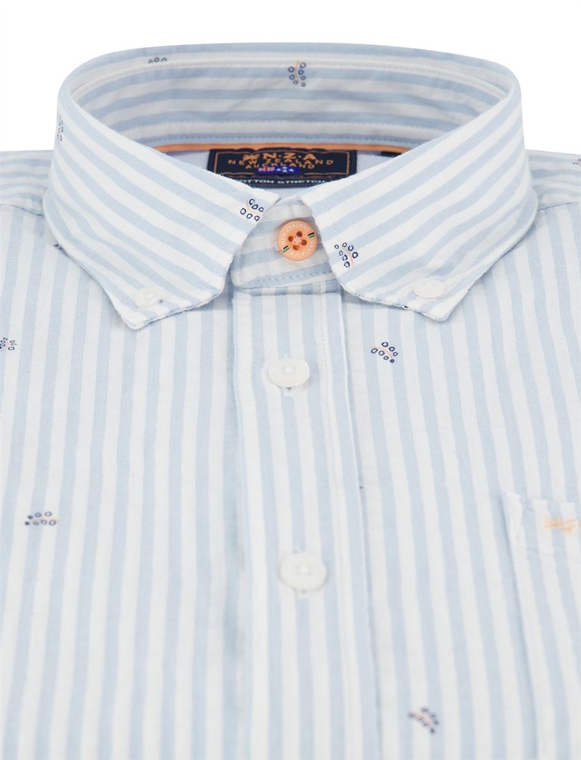 Overhemd New Zealand lichtblauw streepjes normale fit