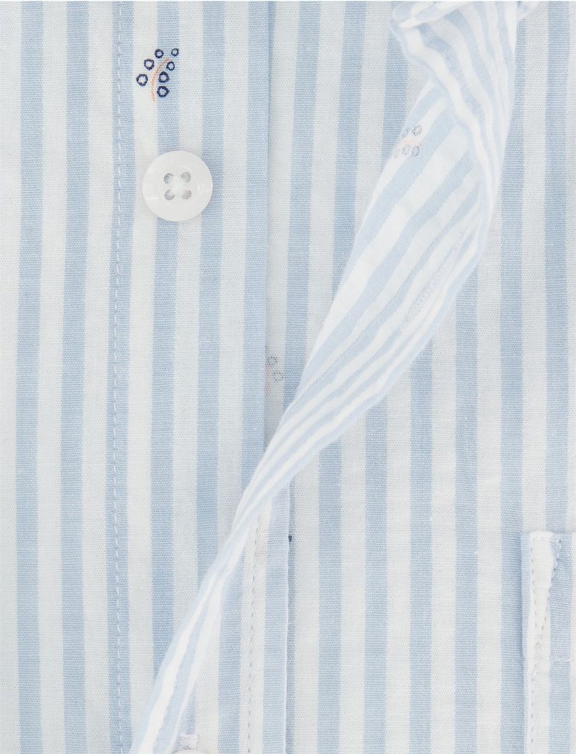 Overhemd New Zealand lichtblauw streepjes normale fit