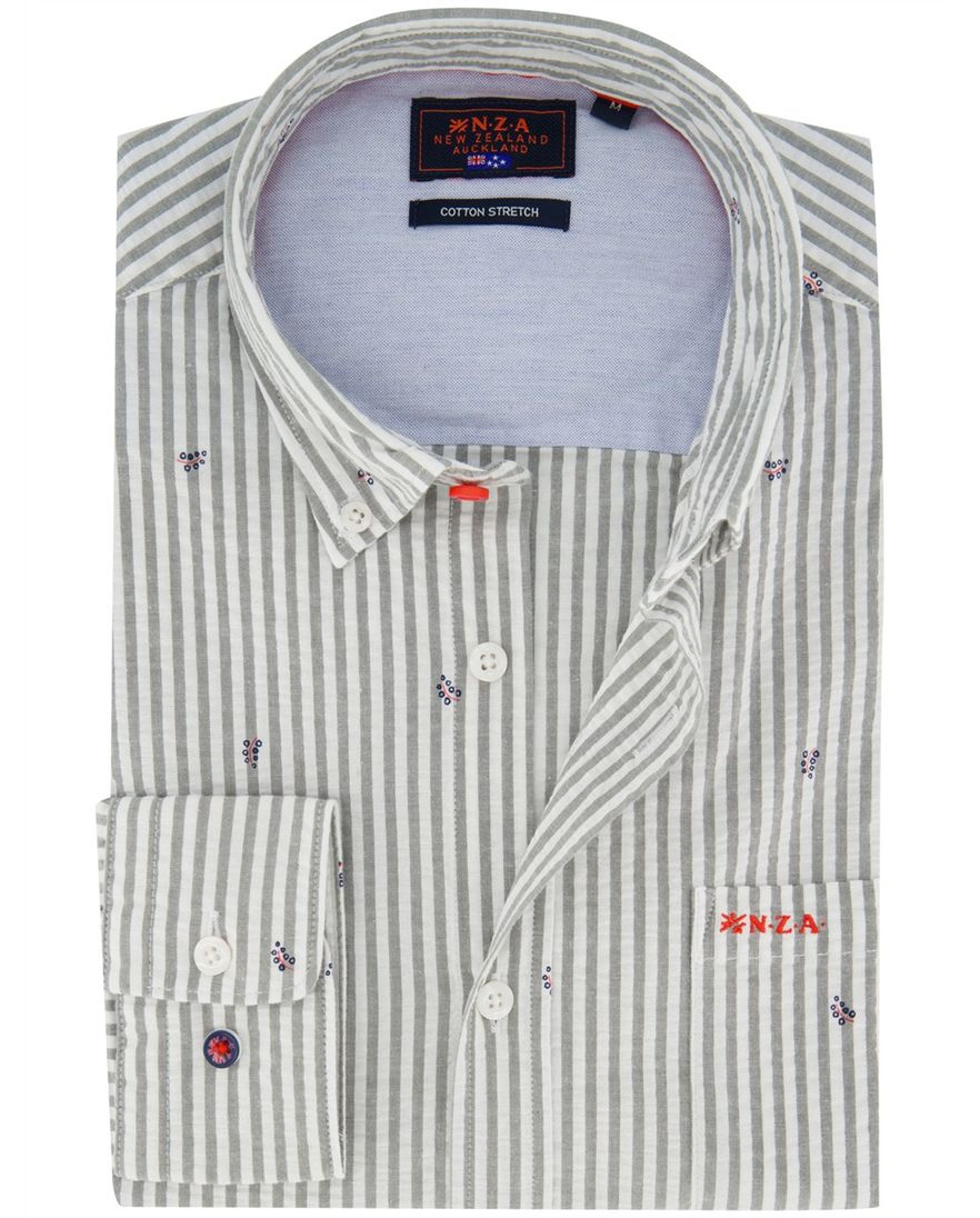 Groen overhemd gestreept New Zealand borstzak