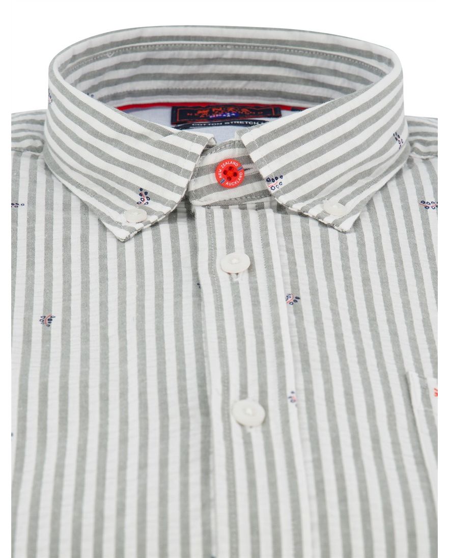 Groen overhemd gestreept New Zealand borstzak