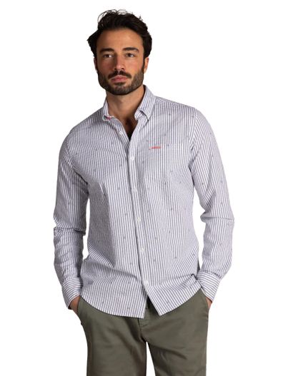 New Zealand Groen overhemd gestreept New Zealand borstzak