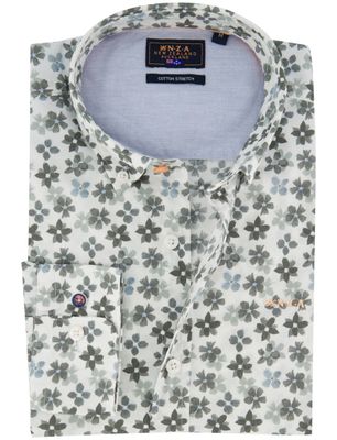 New Zealand Donkergroen overhemd geprint bloemen New Zealand