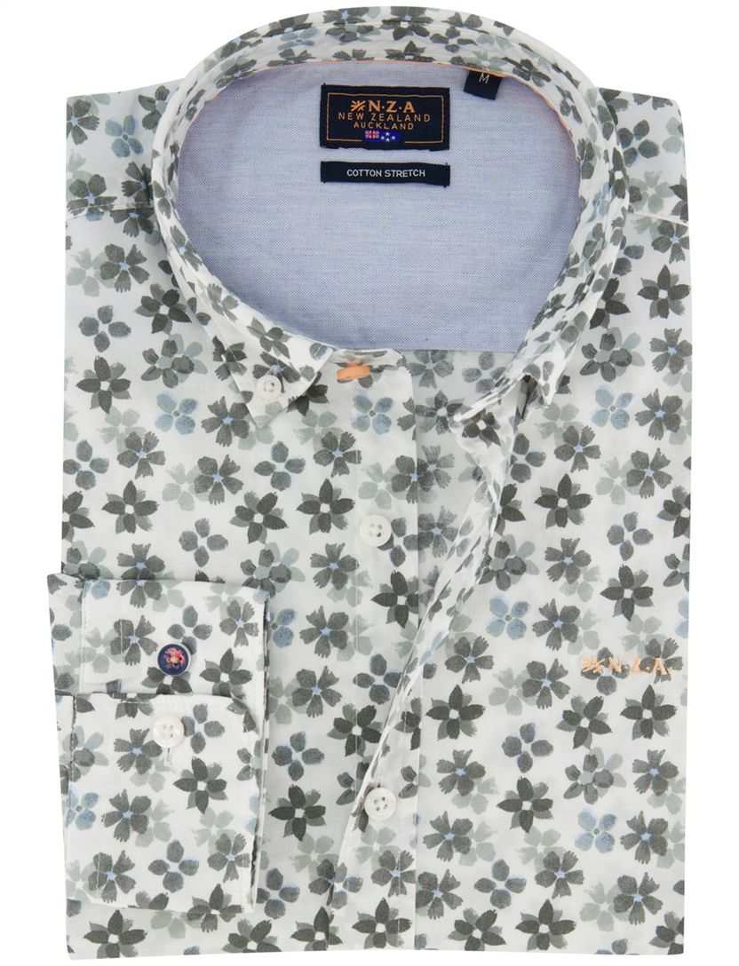 Overhemd New Zealand donkerblauw bloemetjes print