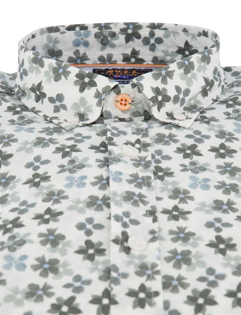 Overhemd New Zealand donkerblauw bloemetjes print