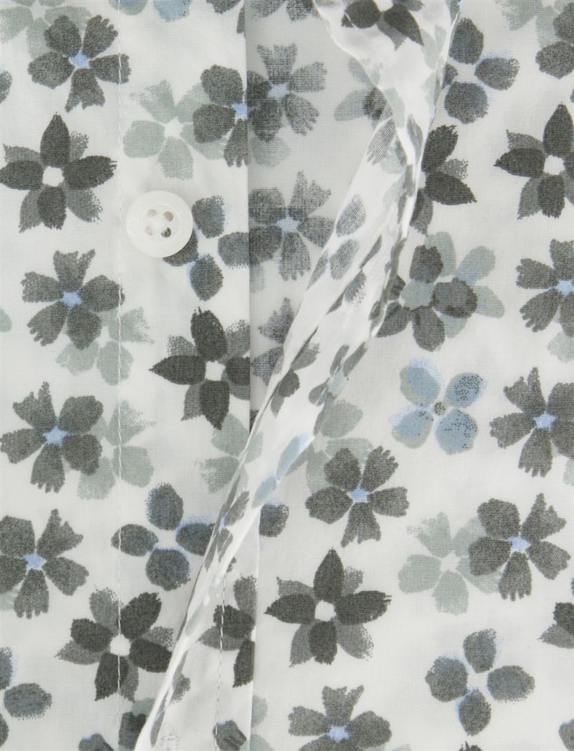 Overhemd New Zealand donkerblauw bloemetjes print