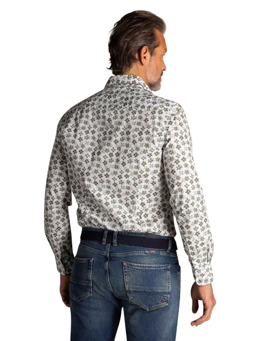 Overhemd New Zealand donkerblauw bloemetjes print