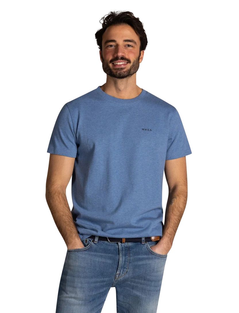 Blauw t-shirt NZA gemeleerd normale fit