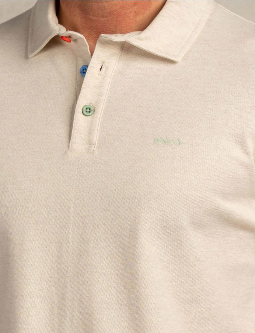 Polo New Zealand beige korte mouw 3 knoops