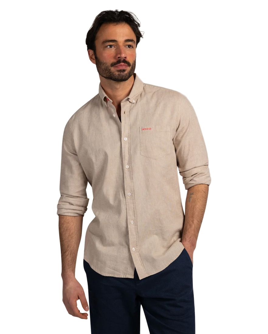 Beige overhemd New Zealand button down boord