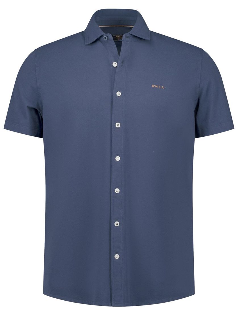 Donkerblauwe casual overhemd New Zealand katoen