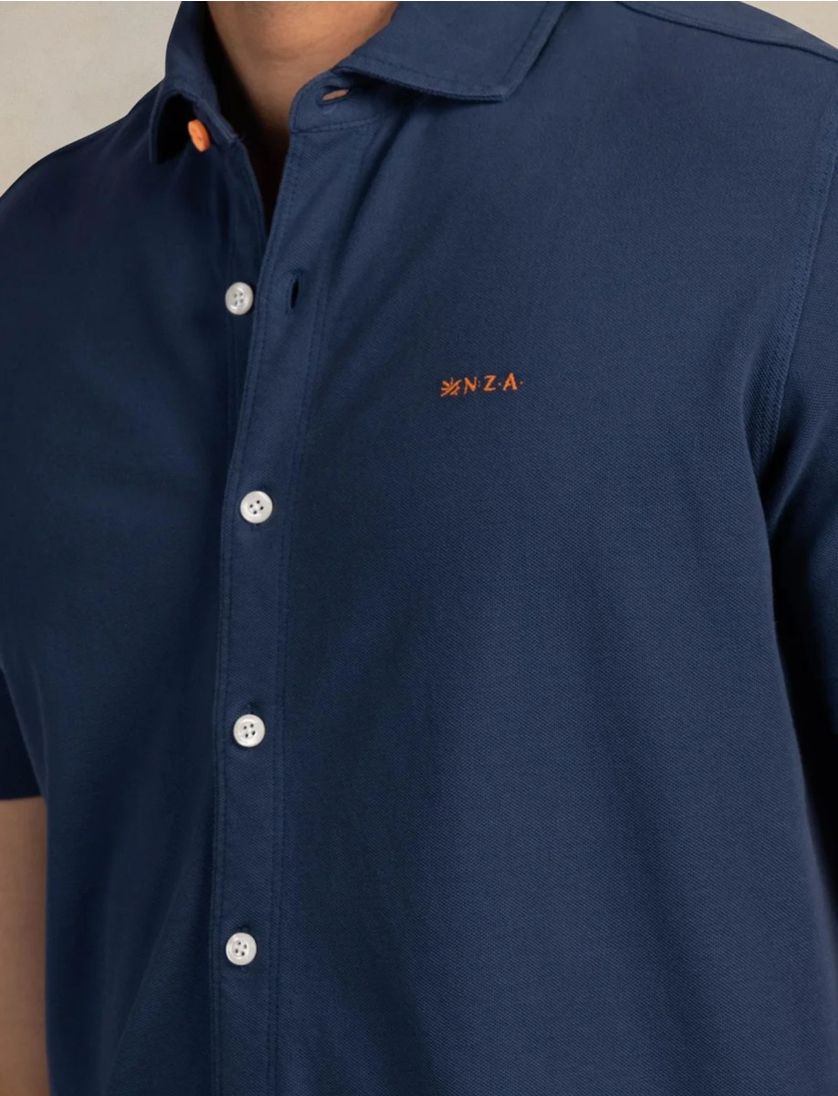 Donkerblauwe casual overhemd New Zealand katoen