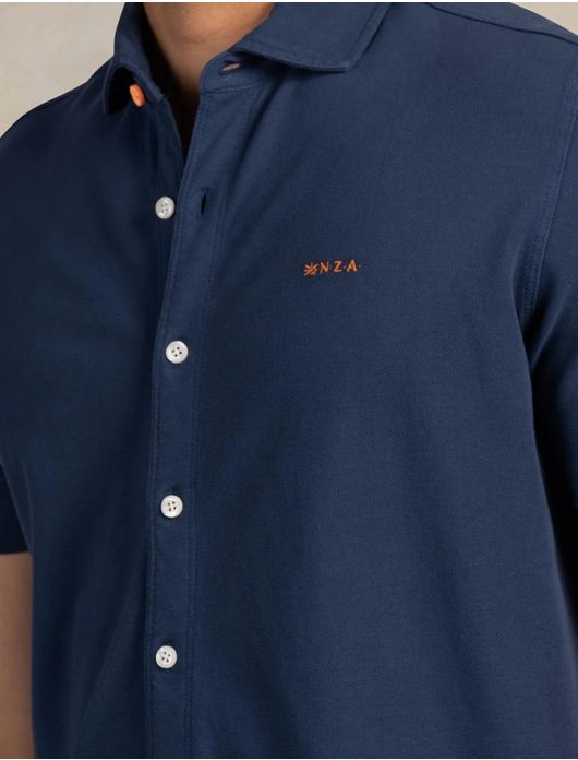 New Zealand casual overhemd donkerblauw katoen