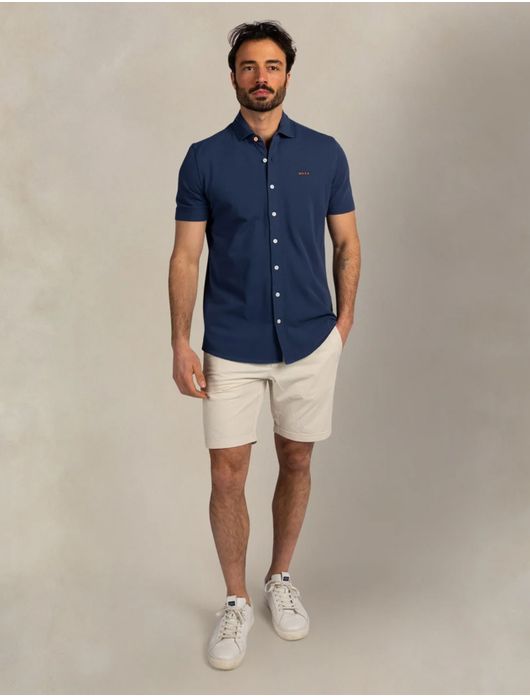 New Zealand casual overhemd donkerblauw katoen