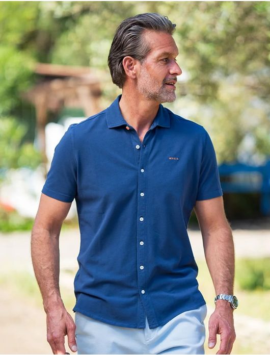 New Zealand casual overhemd donkerblauw katoen