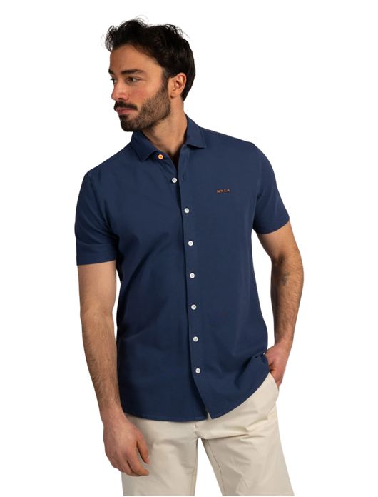 New Zealand casual overhemd donkerblauw katoen