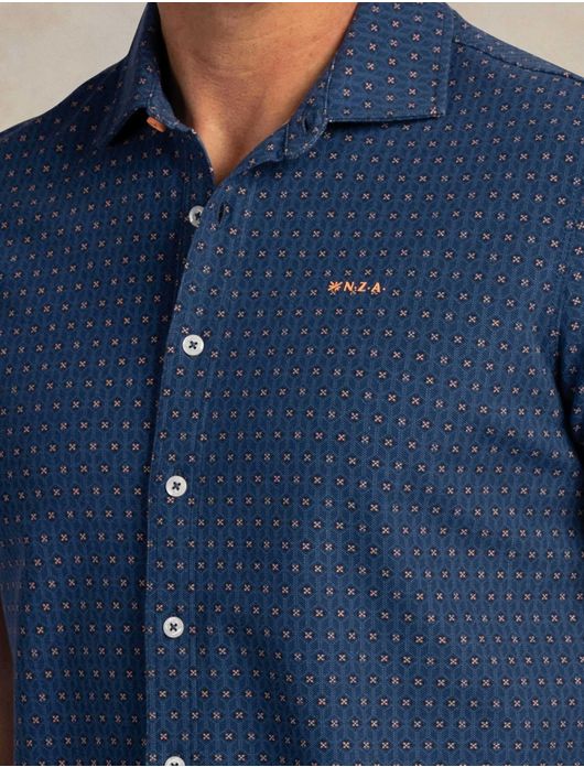 New Zealand casual overhemd blauw geprint