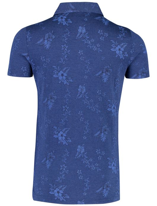 NZA polo blauw bloemen printje normale fit