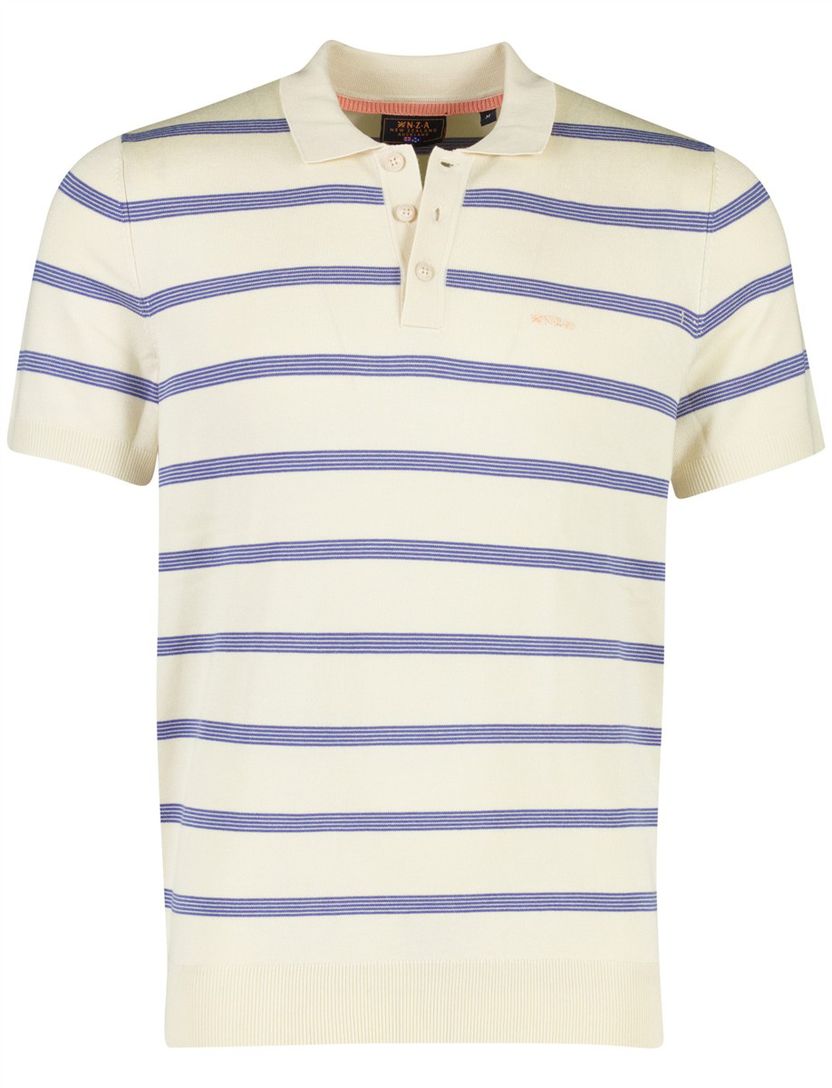 Poloshirts NZA creme met blauwe strepen