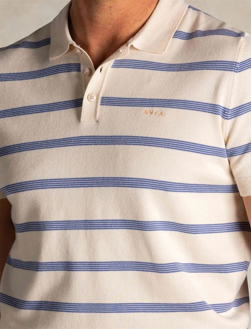 Poloshirts NZA creme met blauwe strepen
