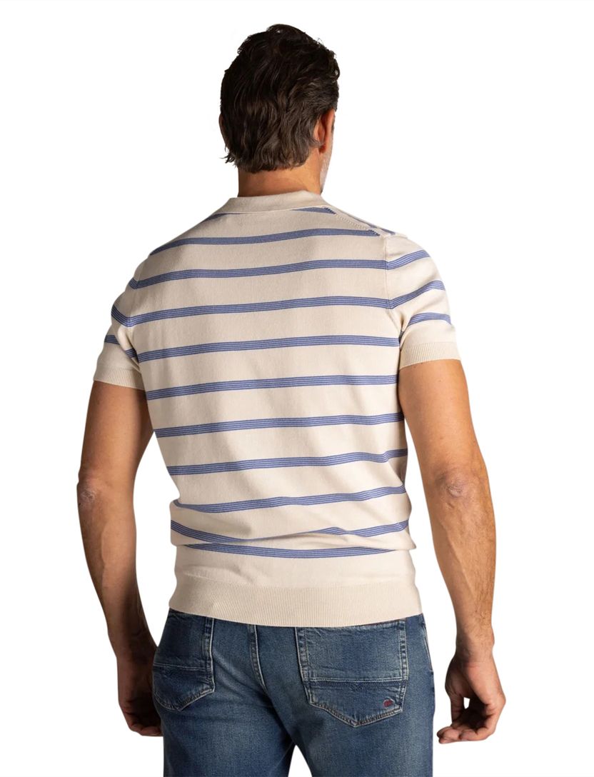 Poloshirts NZA creme met blauwe strepen