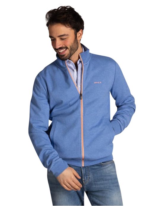 NZA vest blauw gemeleerd hoge hals