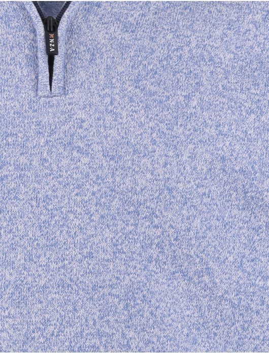 New Zealand trui half zip blauw gemeleerd