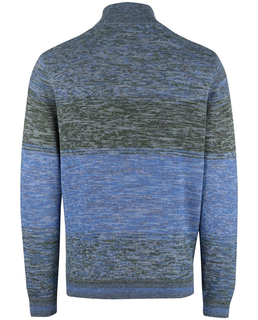 New Zealand gemeleerde trui blauw groen gebreid gestreept