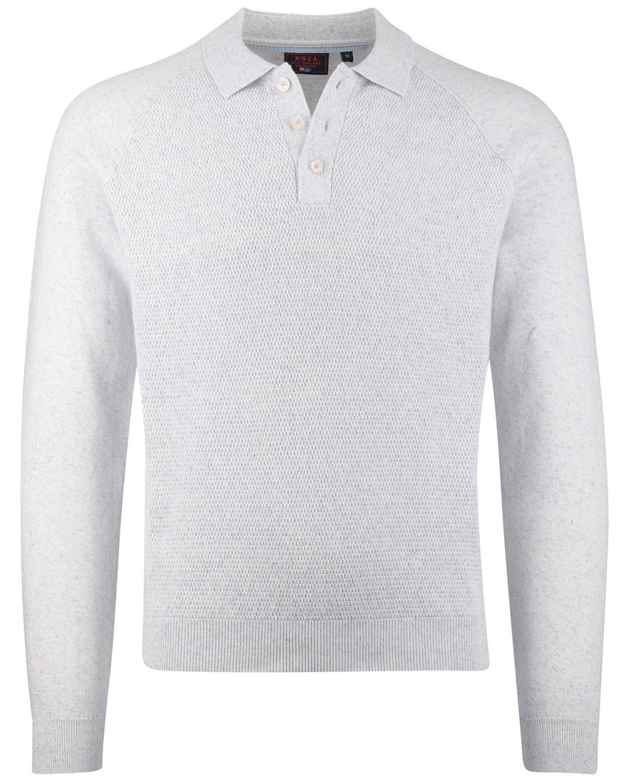 lichtblauwe trui New Zealand polokraag